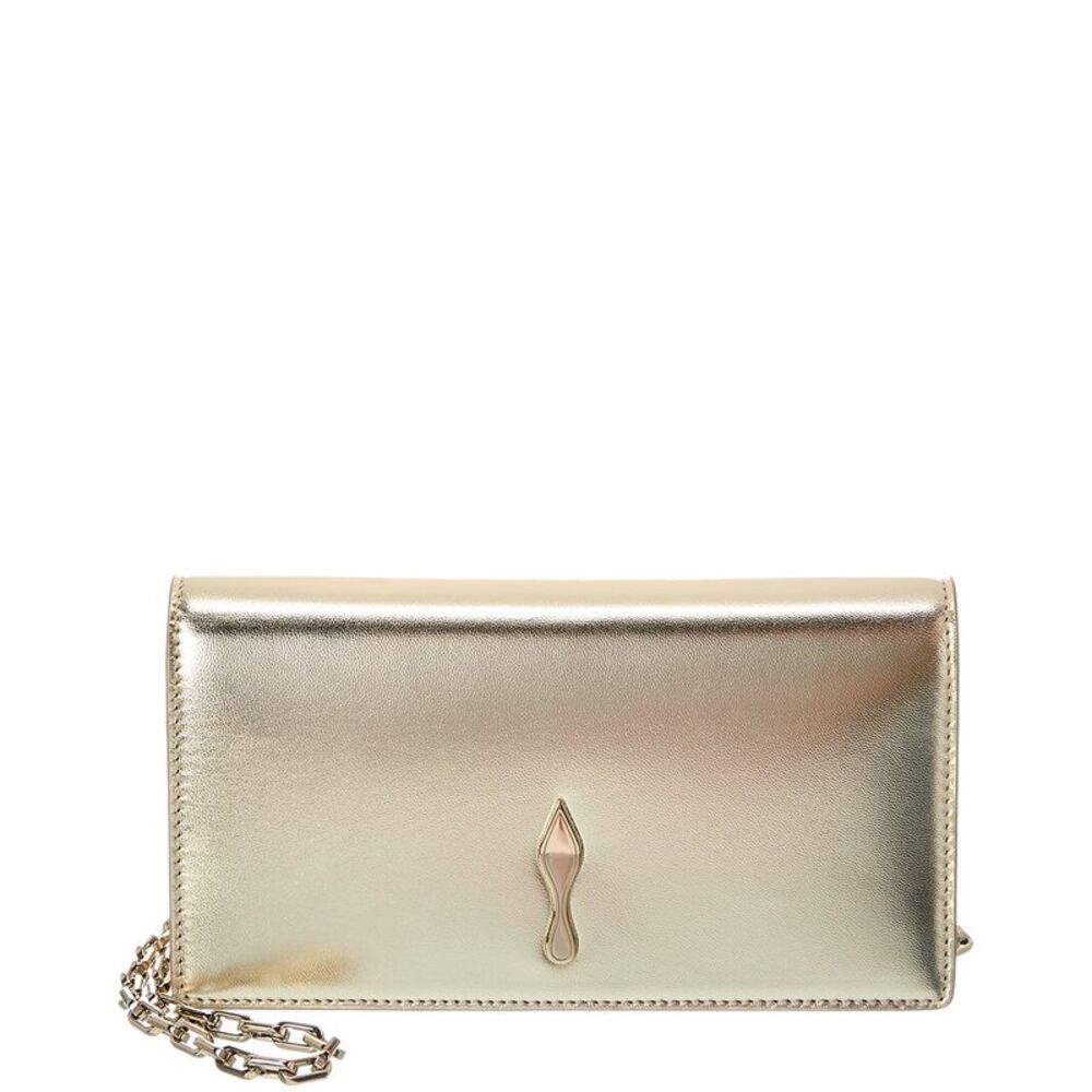 Christian Louboutin Bettina Leather Chain Wallet, Gold